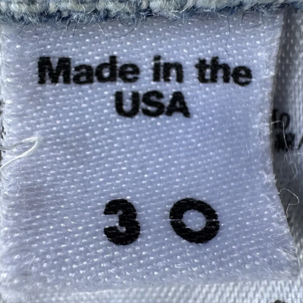 AMERICAN APPAREL Dark Indigo Acid Wash Jeans 30x25 Made in USA Straight Raw Cuff